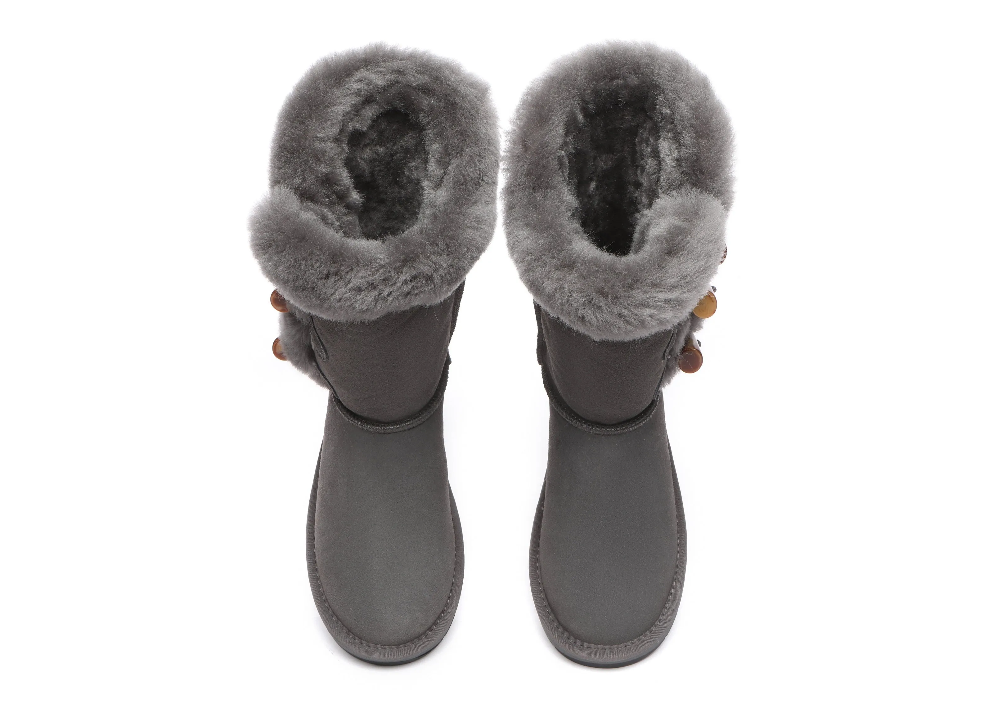 AUSTRALIAN SHEPHERD® UGG Boots Women Sheepskin Wool Horn Toggle Closure Tall Tamari