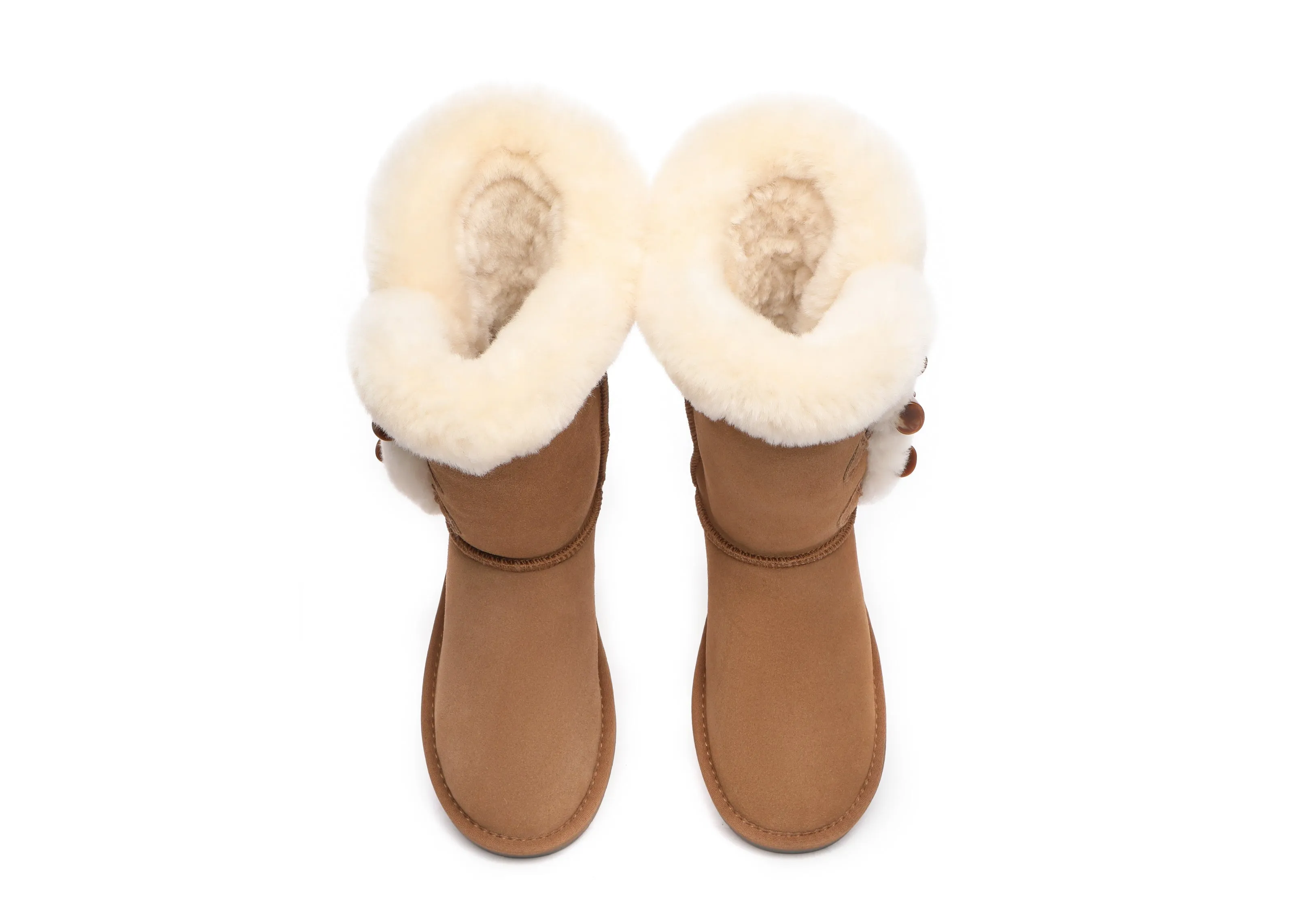AUSTRALIAN SHEPHERD® UGG Boots Women Sheepskin Wool Horn Toggle Closure Tall Tamari