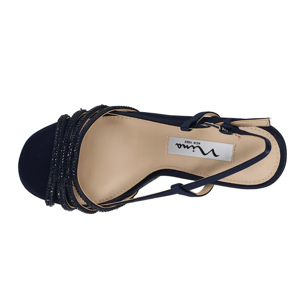 Avaley Rhinestone Slingback Block Heel Sandals