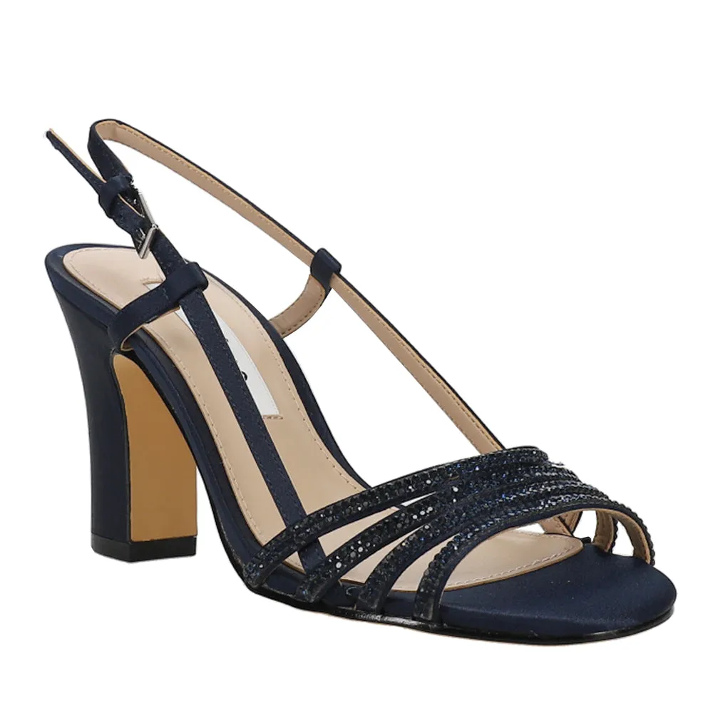 Avaley Rhinestone Slingback Block Heel Sandals