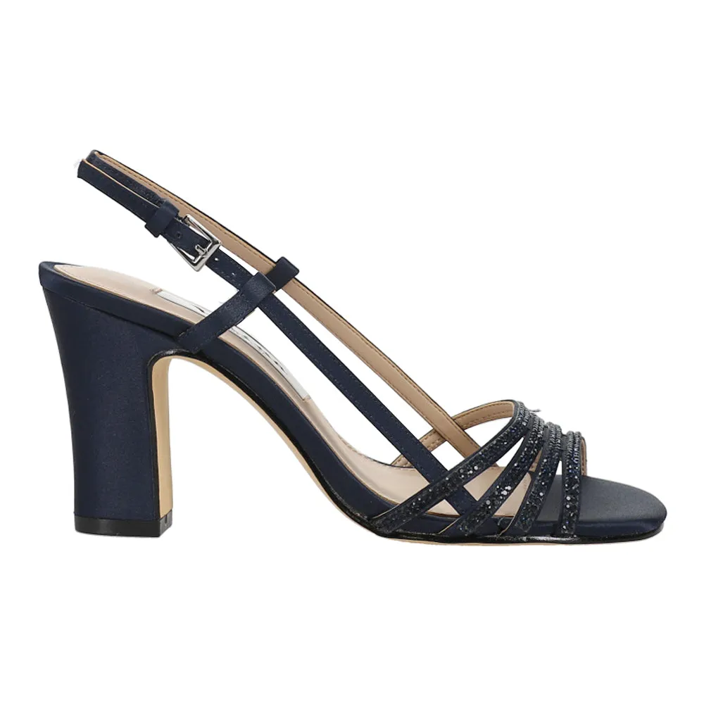 Avaley Rhinestone Slingback Block Heel Sandals
