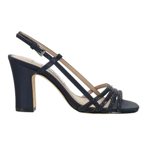 Avaley Rhinestone Slingback Block Heel Sandals