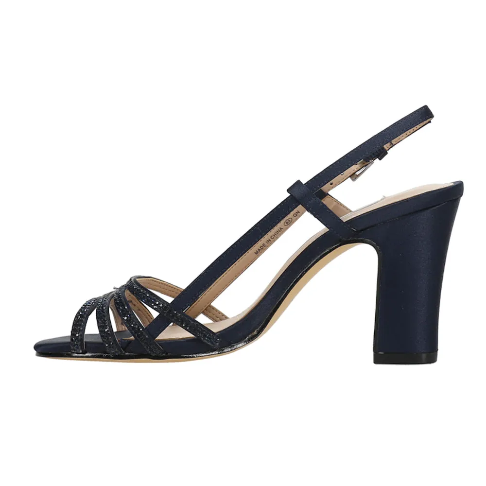 Avaley Rhinestone Slingback Block Heel Sandals