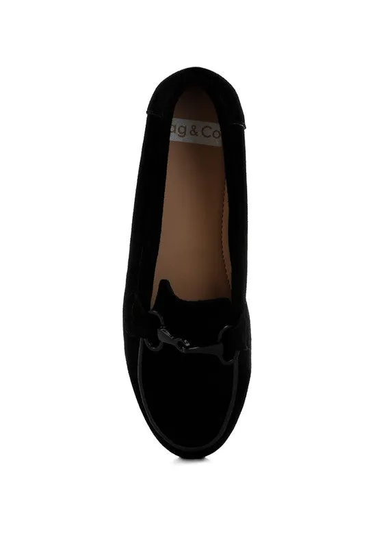 Awen Monochromatic Horsebit Real Suede Loafers for Men
