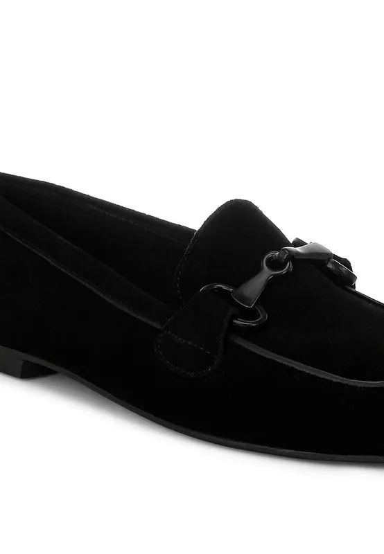 Awen Monochromatic Horsebit Real Suede Loafers for Men