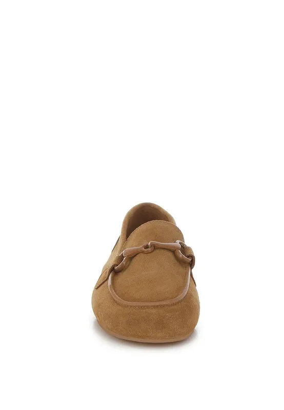 Awen Monochromatic Horsebit Real Suede Loafers for Men