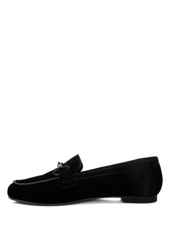 Awen Monochromatic Horsebit Real Suede Loafers for Men
