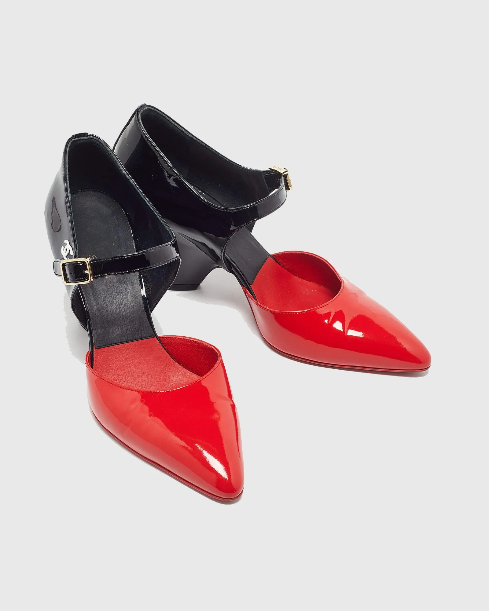 Azzurra Leather Wedge Pumps In Red