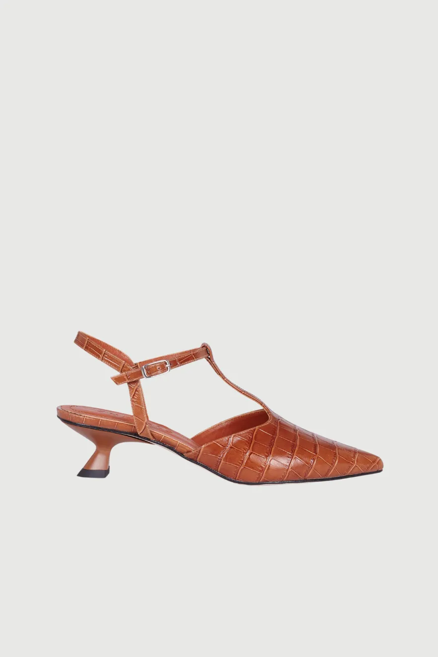 Camila Pumps in Caramel croc-effect Leather