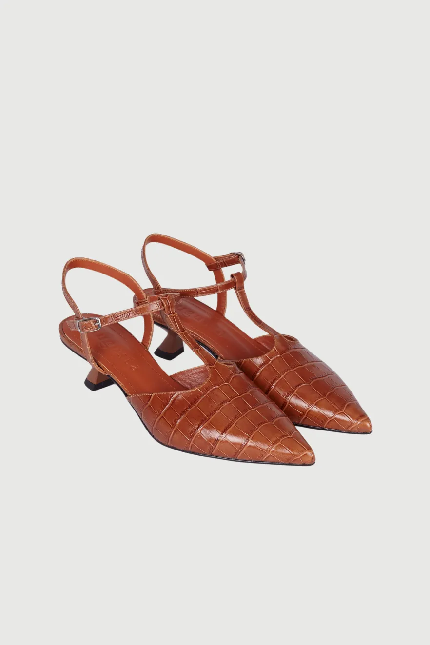 Camila Pumps in Caramel croc-effect Leather