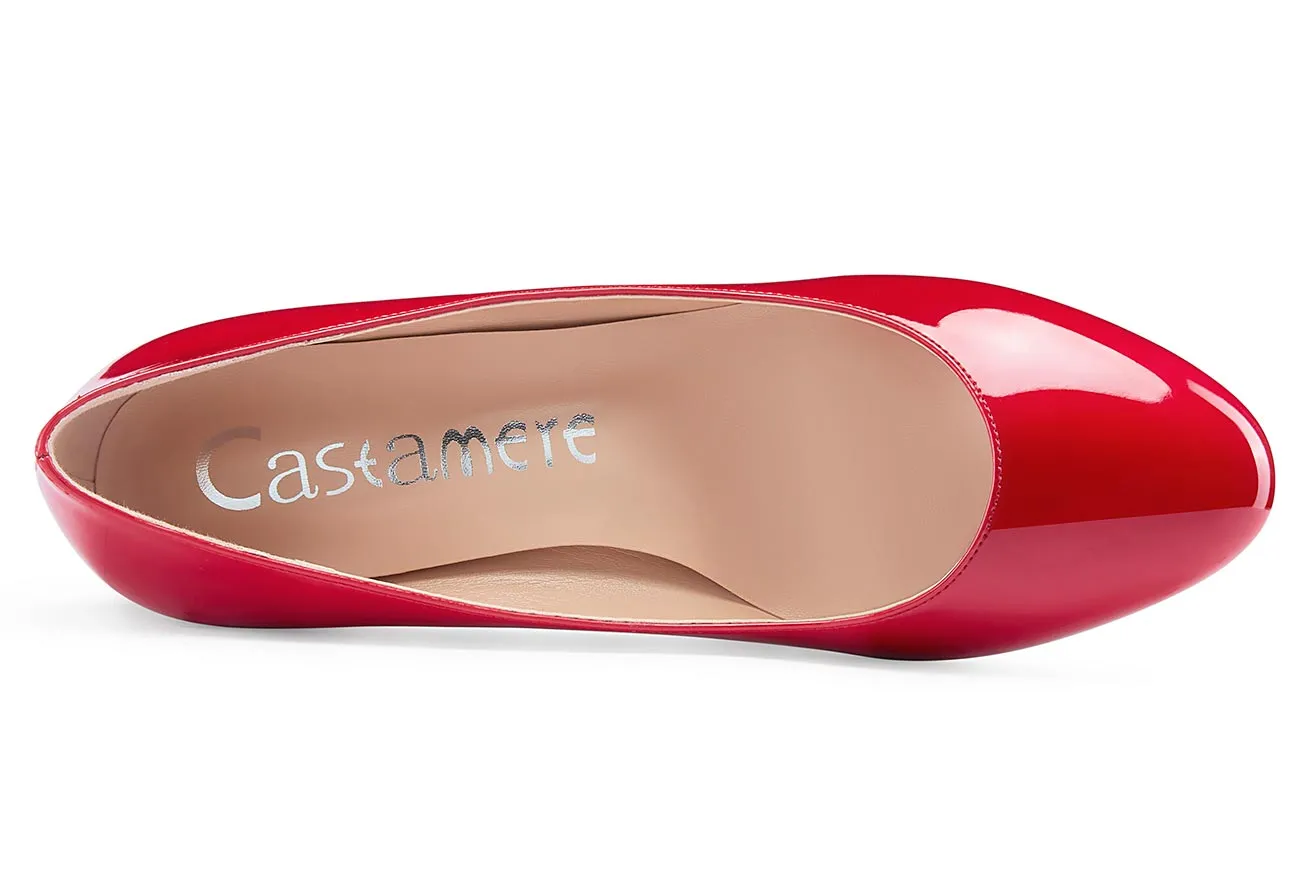 CASTAMERE Womens Chunky Block Heels Round-Toe Slip-on Mid-Heel Basic Pumps 5CM Heels