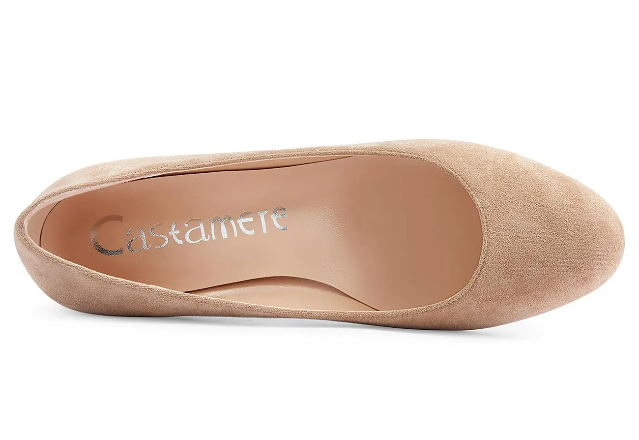 CASTAMERE Womens Chunky Block Heels Round-Toe Slip-on Mid-Heel Basic Pumps 5CM Heels