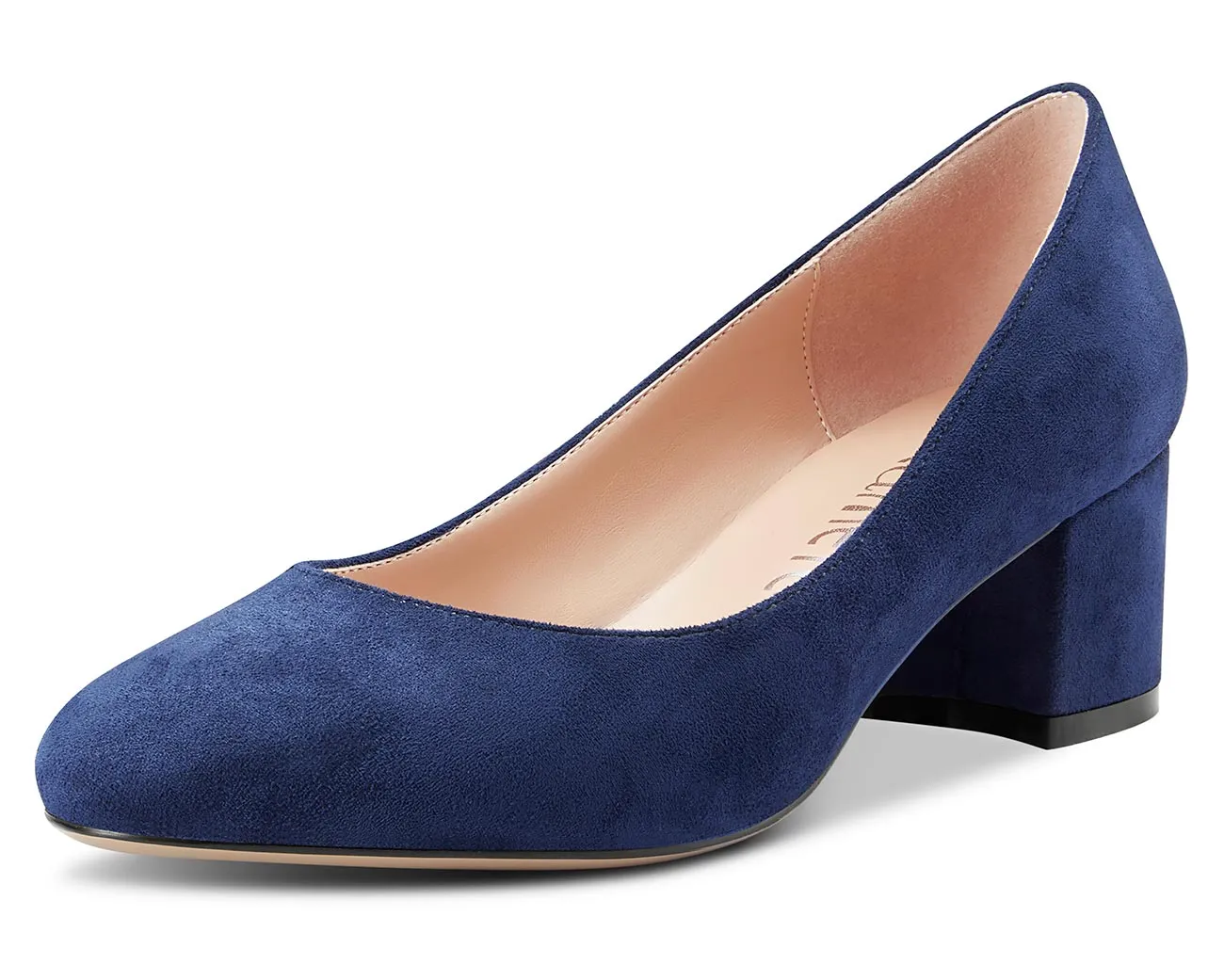 CASTAMERE Womens Chunky Block Heels Round-Toe Slip-on Mid-Heel Basic Pumps 5CM Heels