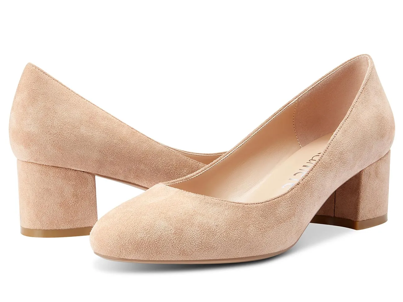 CASTAMERE Womens Chunky Block Heels Round-Toe Slip-on Mid-Heel Basic Pumps 5CM Heels