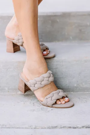 Catch Your Eye Taupe Brown Braided Heels