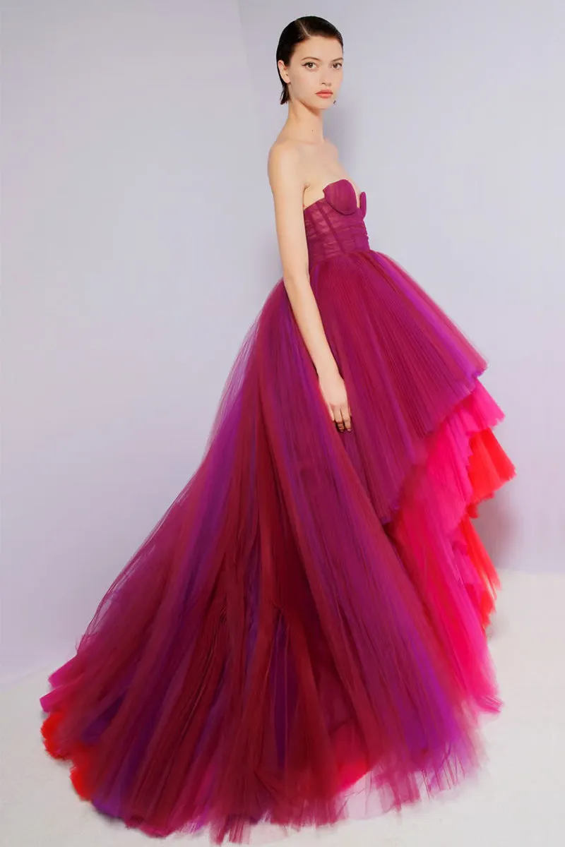 Celebration Time Asymmetrical Trendy Strapless Maxi Dress