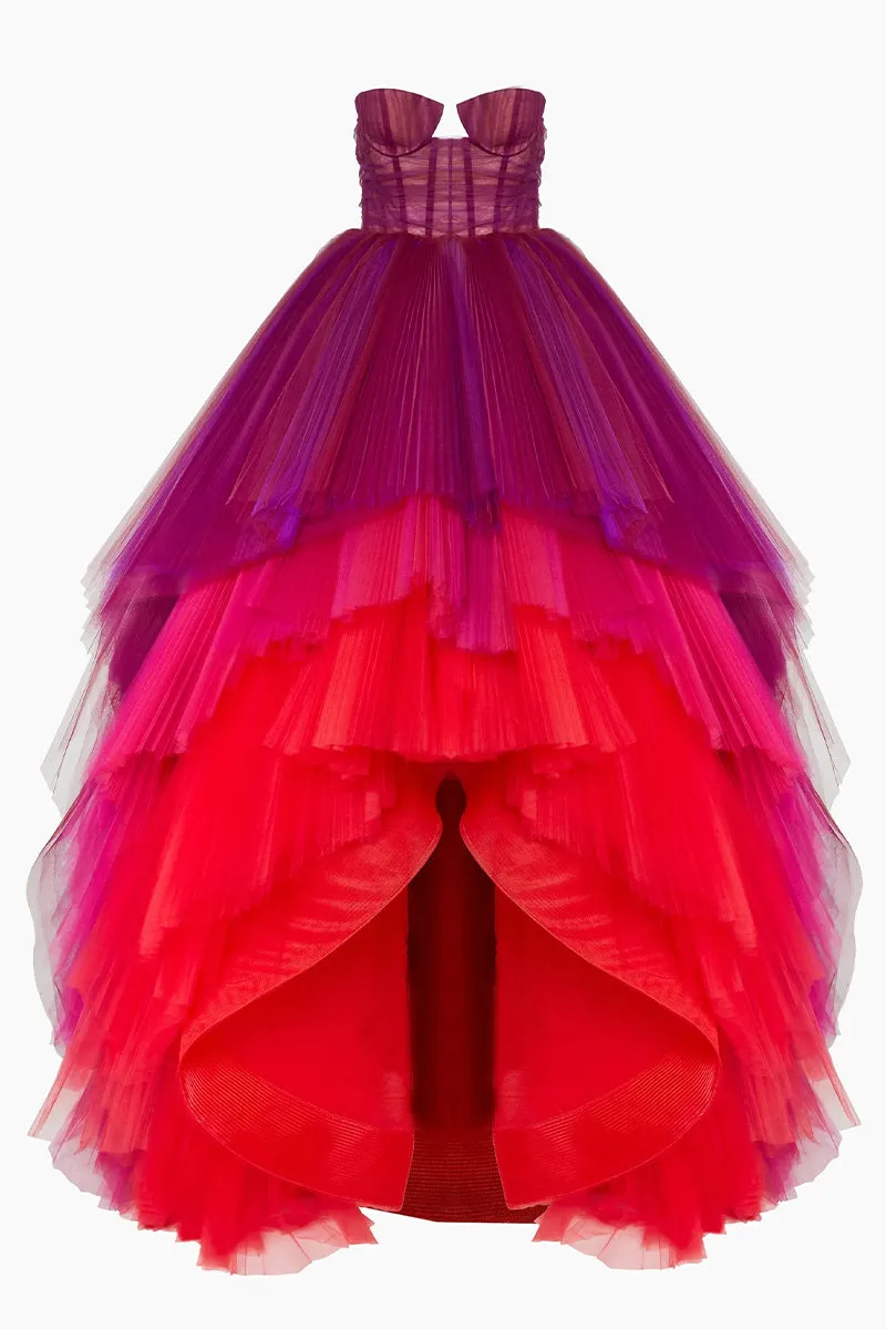 Celebration Time Asymmetrical Trendy Strapless Maxi Dress