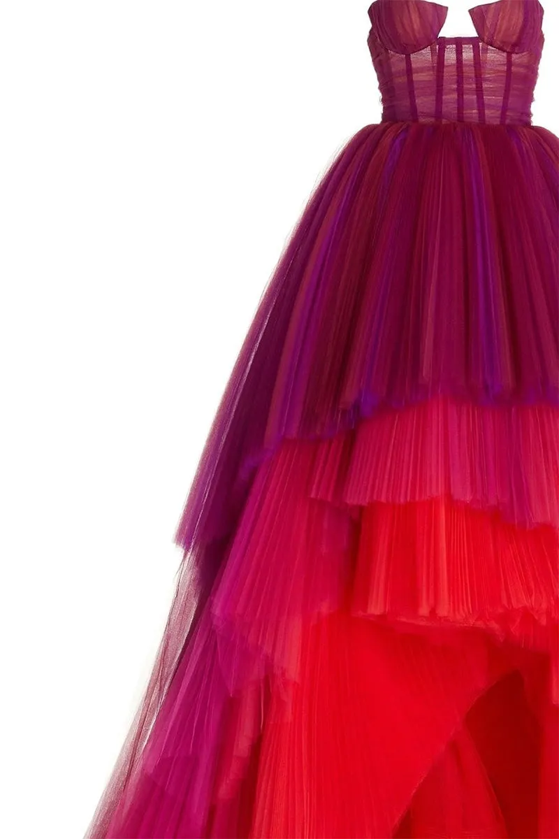 Celebration Time Asymmetrical Trendy Strapless Maxi Dress