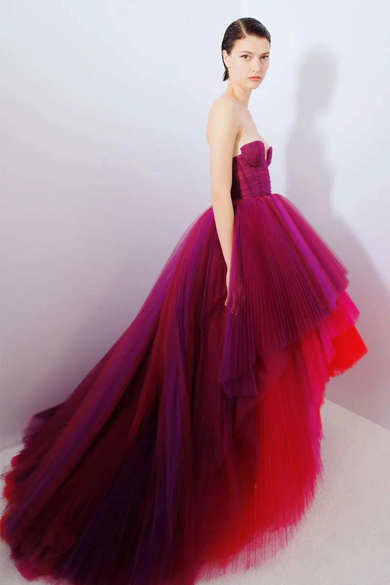 Celebration Time Asymmetrical Trendy Strapless Maxi Dress