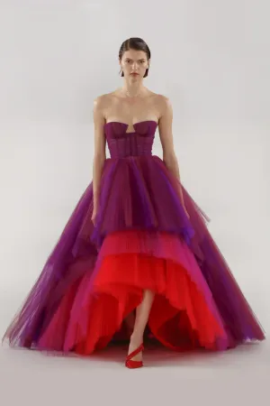 Celebration Time Asymmetrical Trendy Strapless Maxi Dress