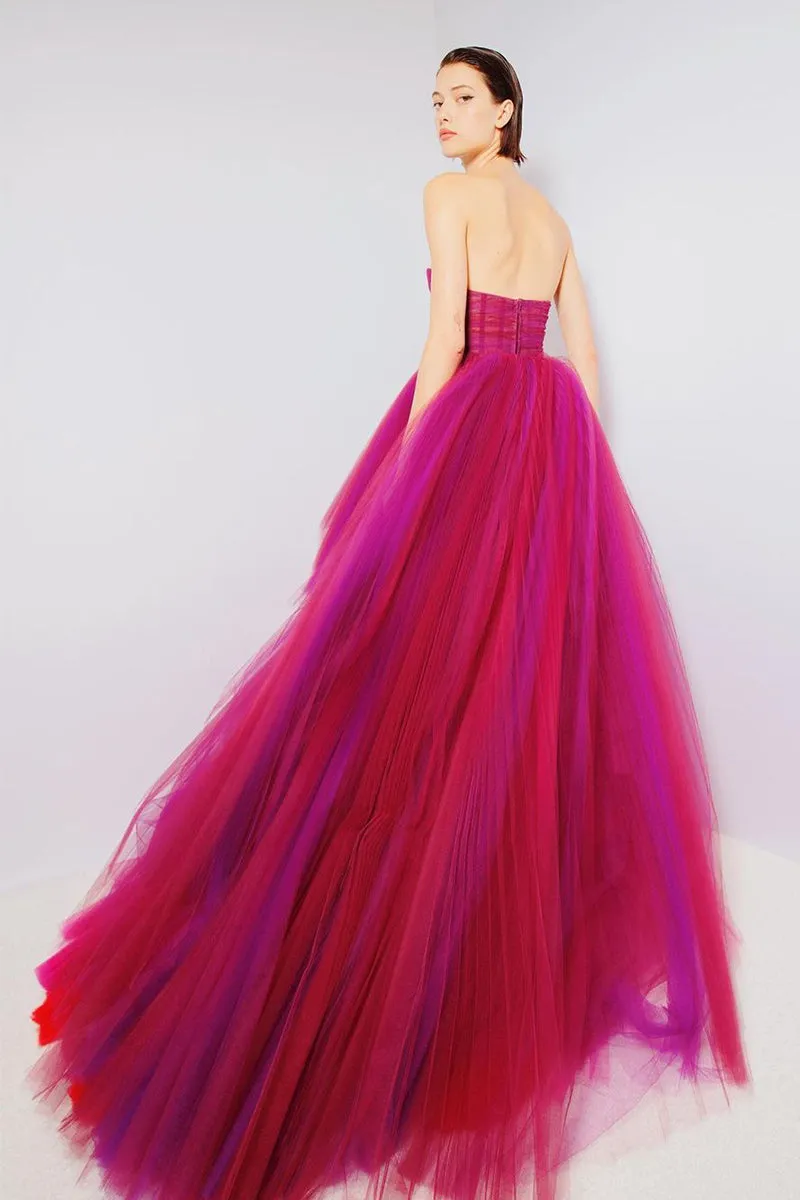 Celebration Time Asymmetrical Trendy Strapless Maxi Dress