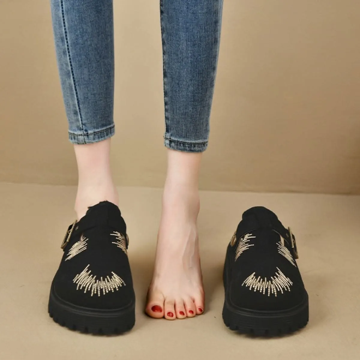 Chic suede platform loafers