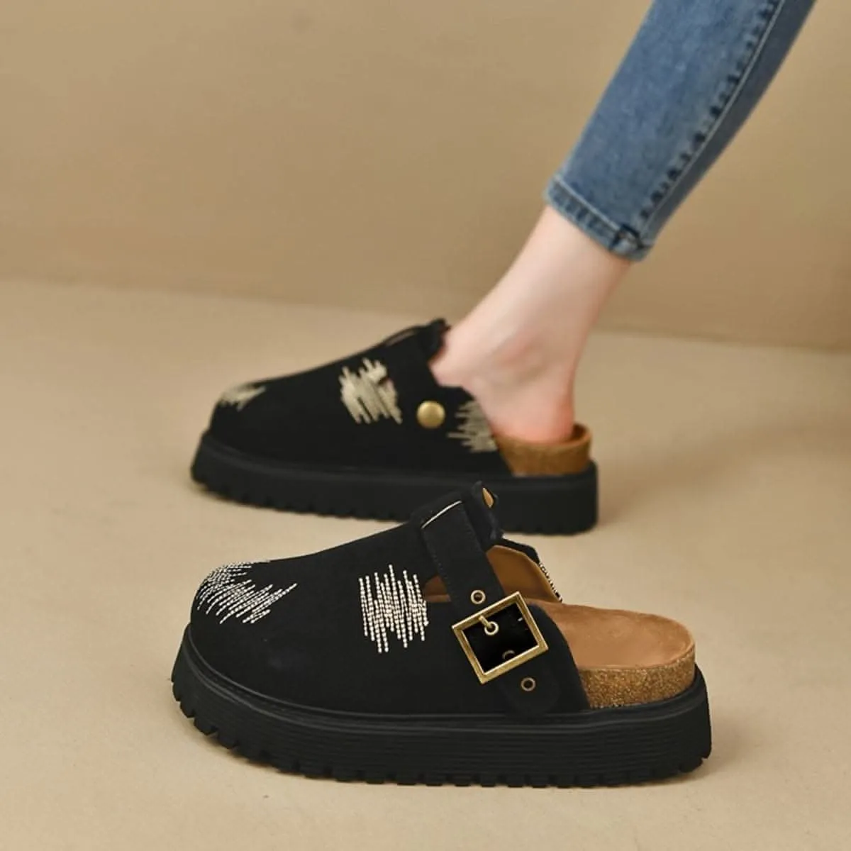 Chic suede platform loafers