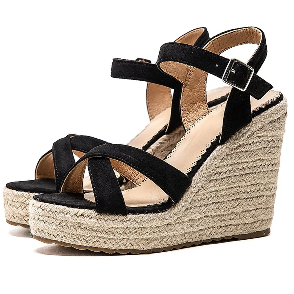 Cross-strap Wedge Sandals