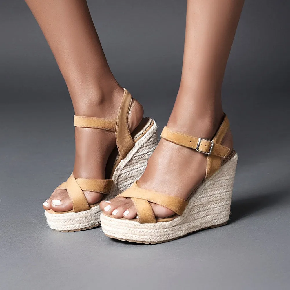 Cross-strap Wedge Sandals