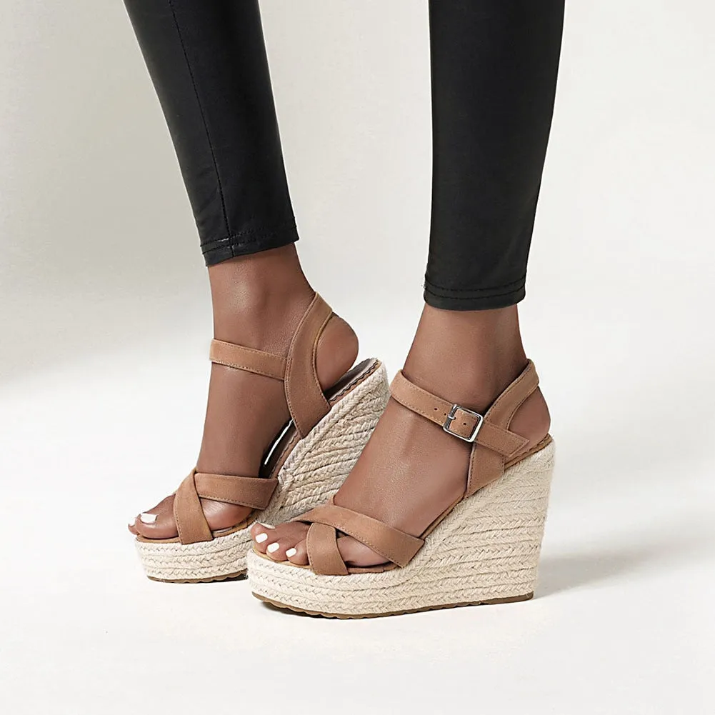 Cross-strap Wedge Sandals