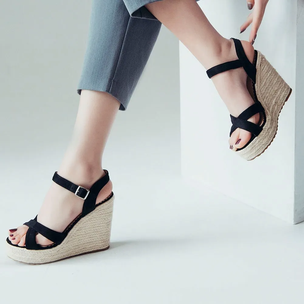 Cross-strap Wedge Sandals