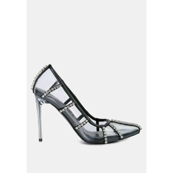 Diamante Clear Stiletto Heel Pumps