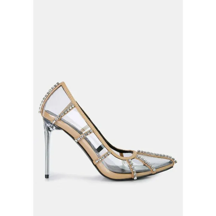 Diamante Clear Stiletto Heel Pumps