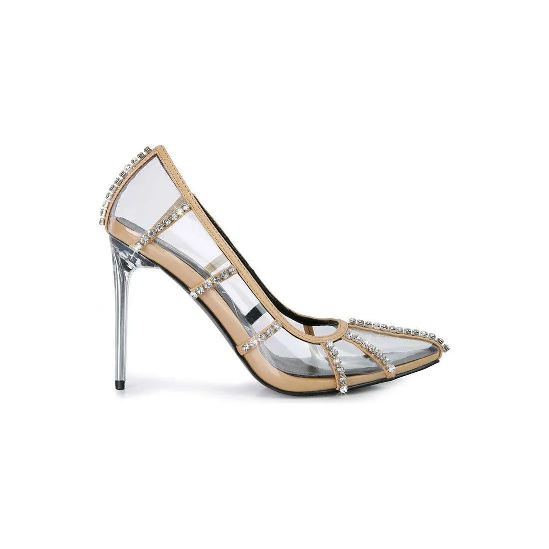 Diamante Clear Stiletto Heel Pumps