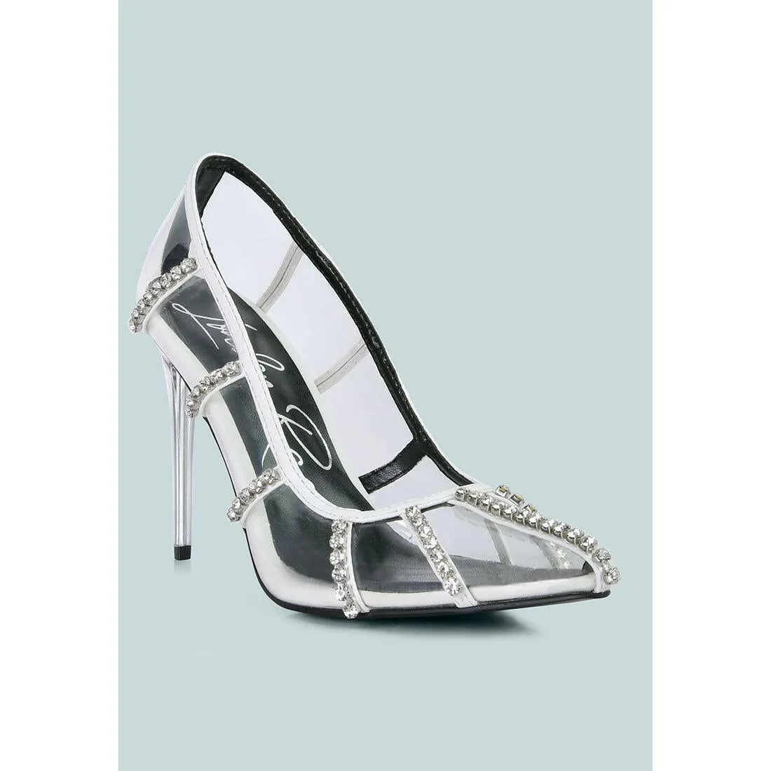 Diamante Clear Stiletto Heel Pumps
