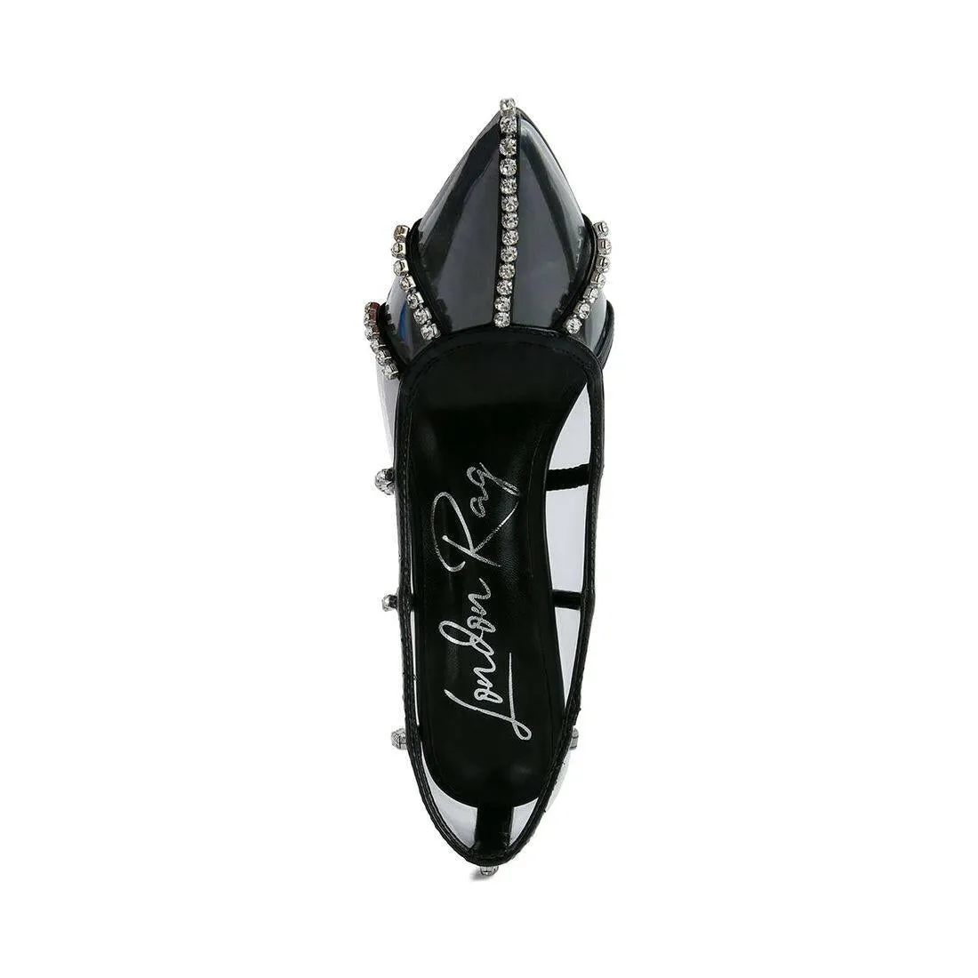 Diamante Clear Stiletto Heel Pumps