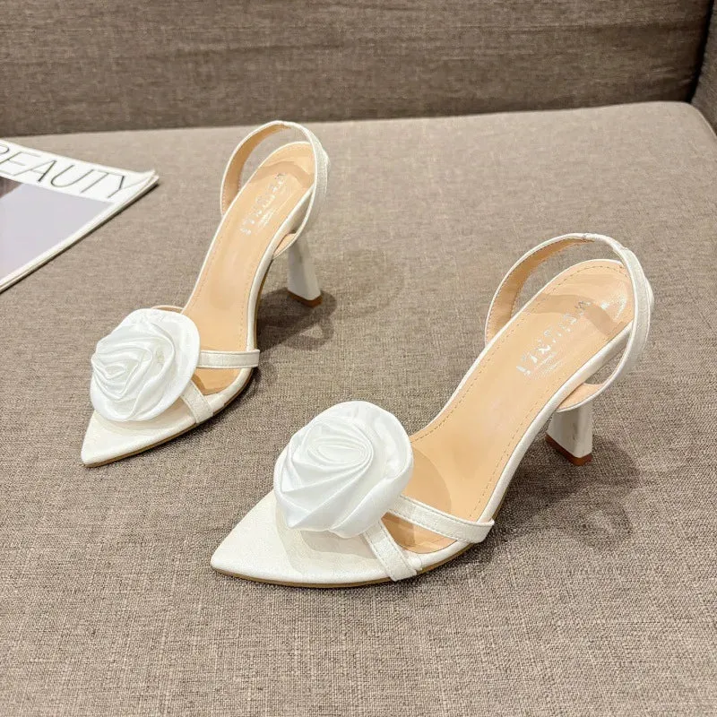 Floral Pointed Stiletto Sandals - Trendy Summer Heels
