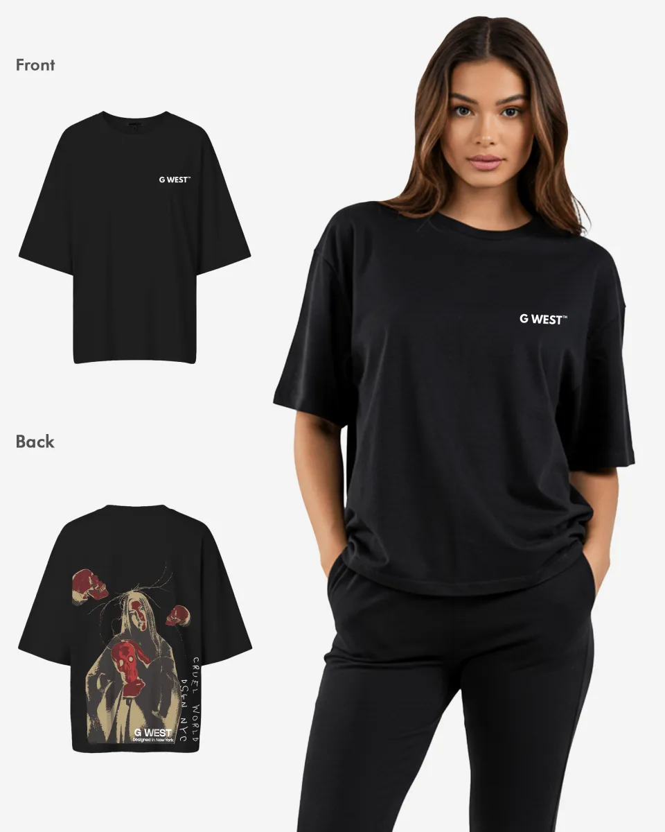 G West Oversized Red Skull Tee - Women