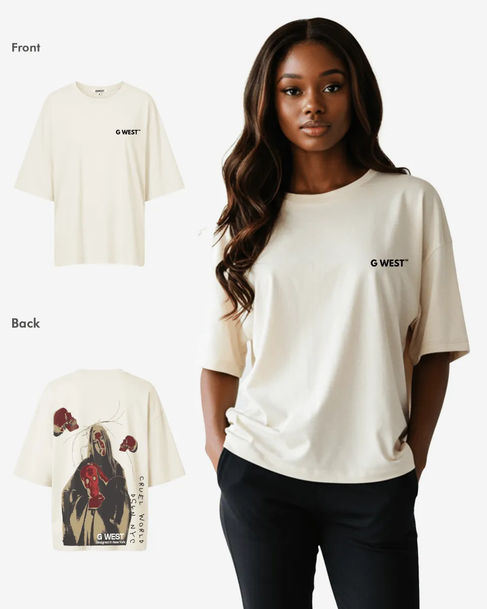 G West Oversized Red Skull Tee - Women
