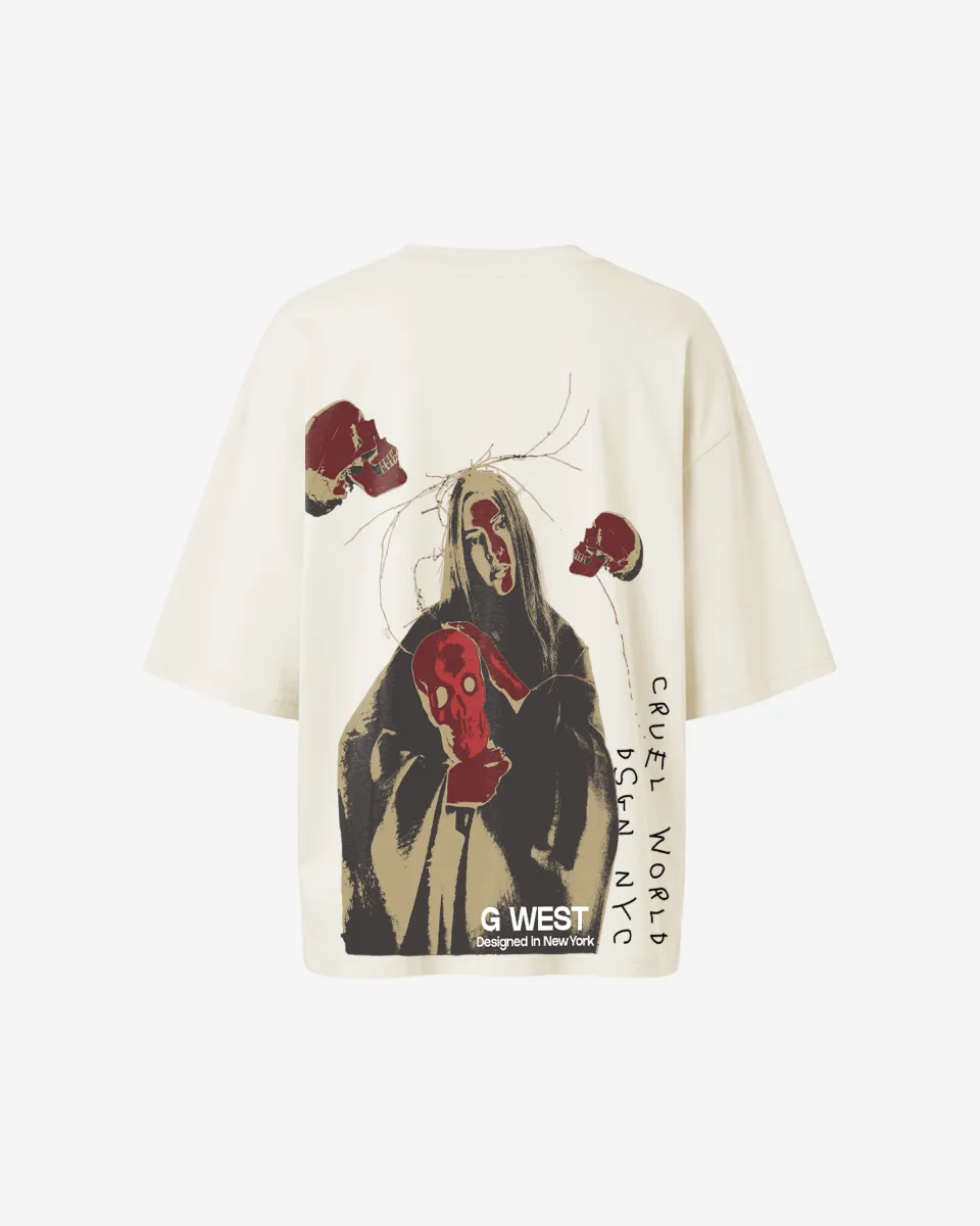 G West Oversized Red Skull Tee - Women