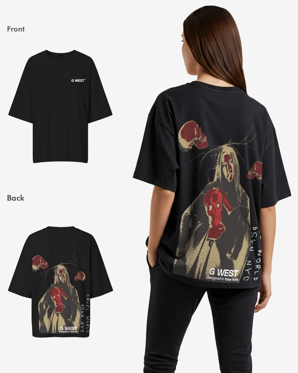 G West Oversized Red Skull Tee - Women