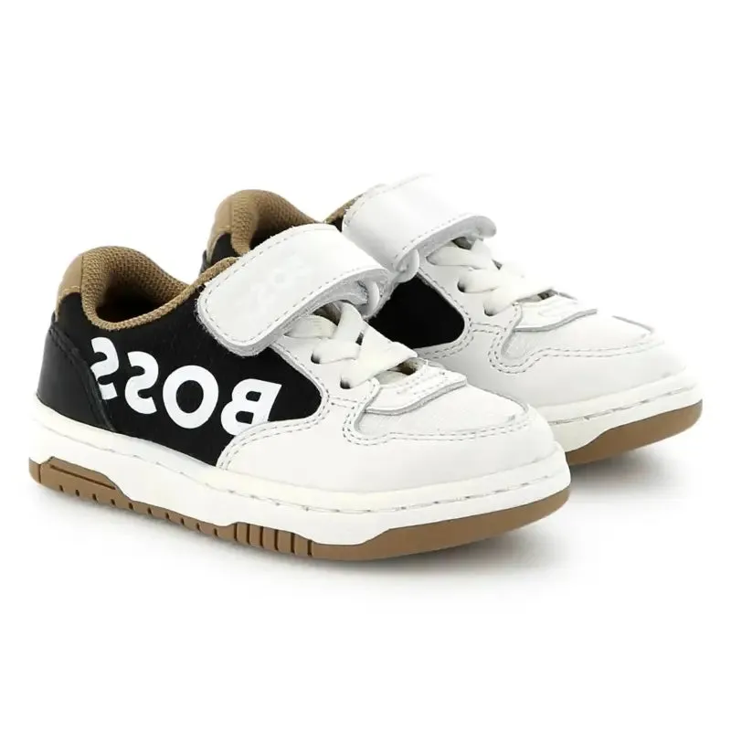 Hugo Boss White Black Camel Velcro Sneaker J52160