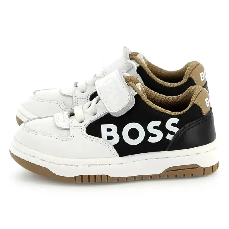 Hugo Boss White Black Camel Velcro Sneaker J52160