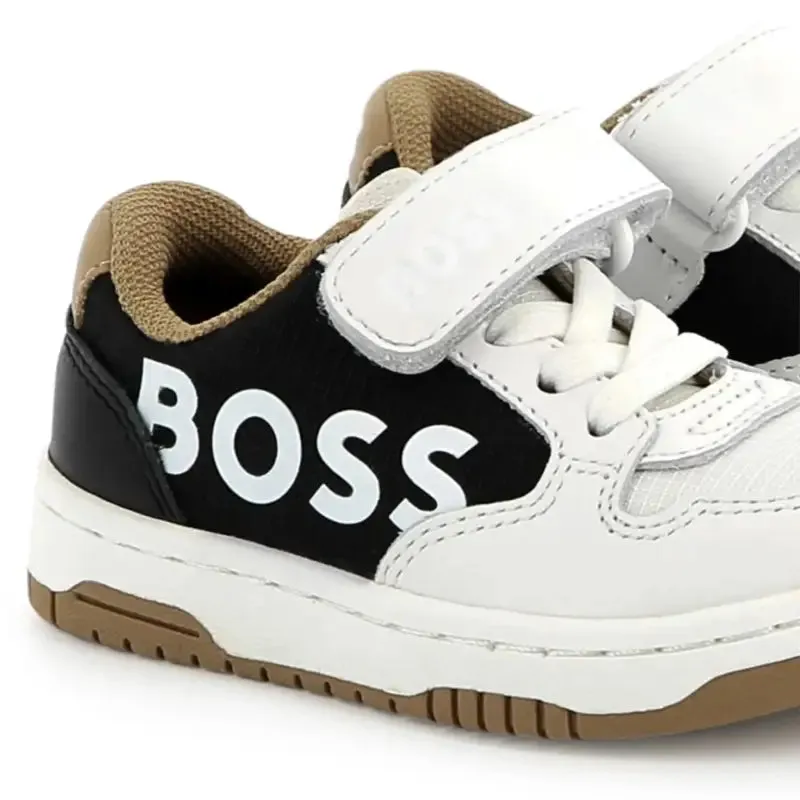 Hugo Boss White Black Camel Velcro Sneaker J52160