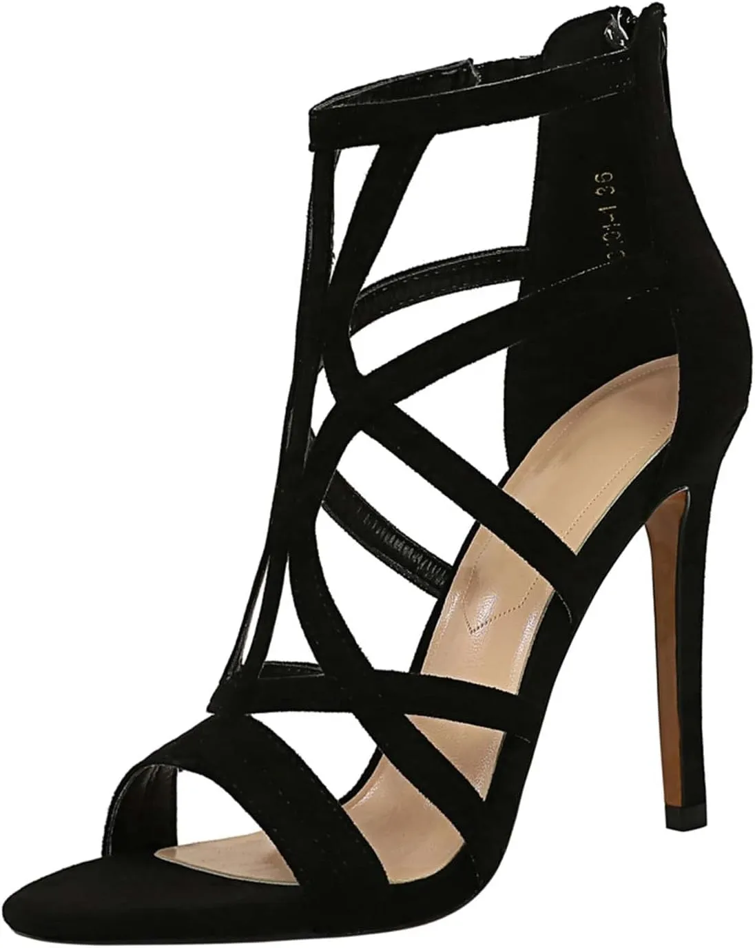 JOEupin Womens Fashion High Heel Sandals Peep Toe Hollow-out Gladiator Stiletto Pumps Dress Shoes with Zip