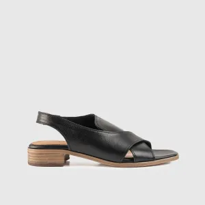 Leather Comfort Block Heel Sandal 8516 Black