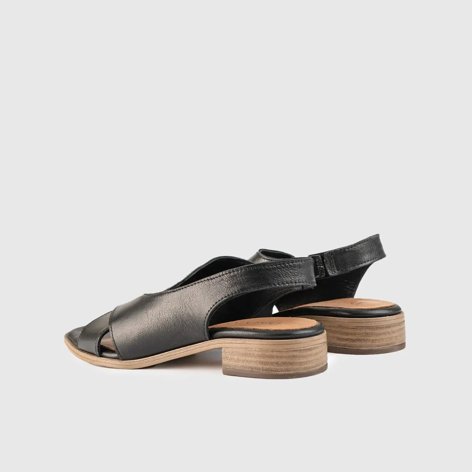 Leather Comfort Block Heel Sandal 8516 Black