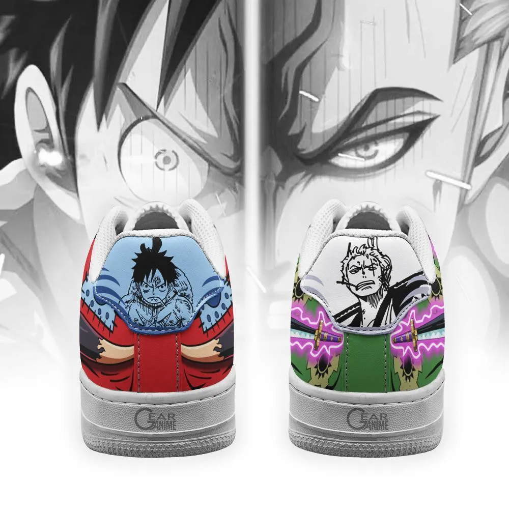 Luffy and Zoro Air Sneakers Custom Wano Arc Haki OP Shoes