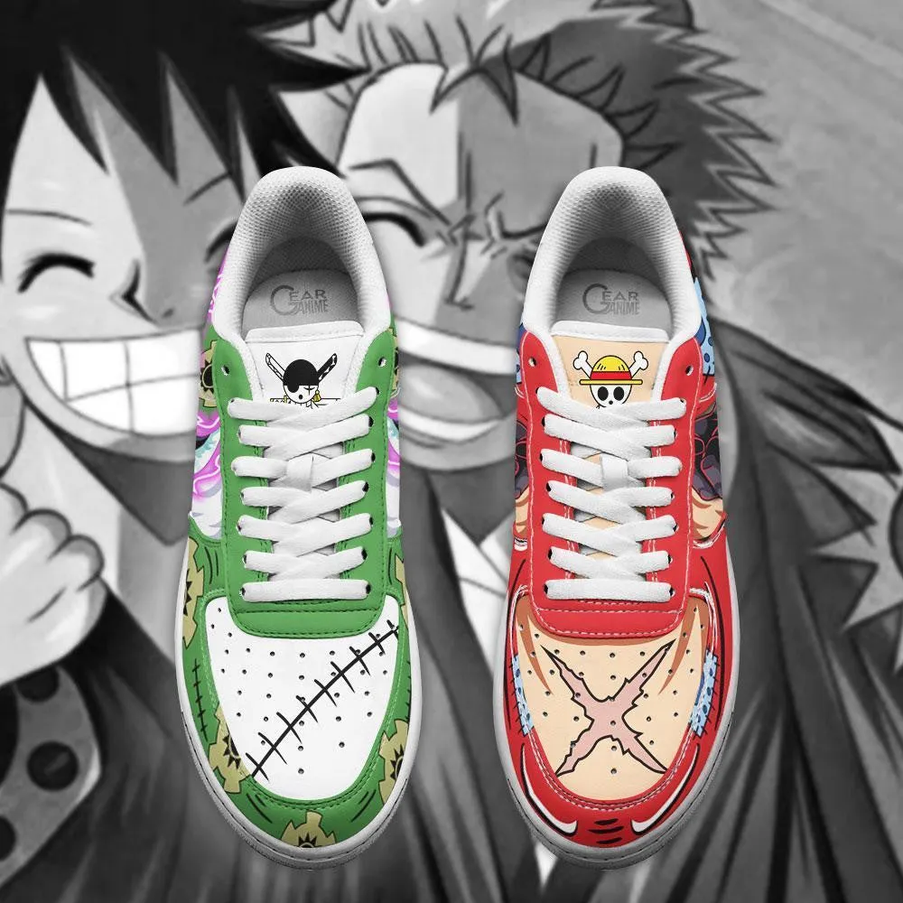 Luffy and Zoro Air Sneakers Custom Wano Arc Haki OP Shoes
