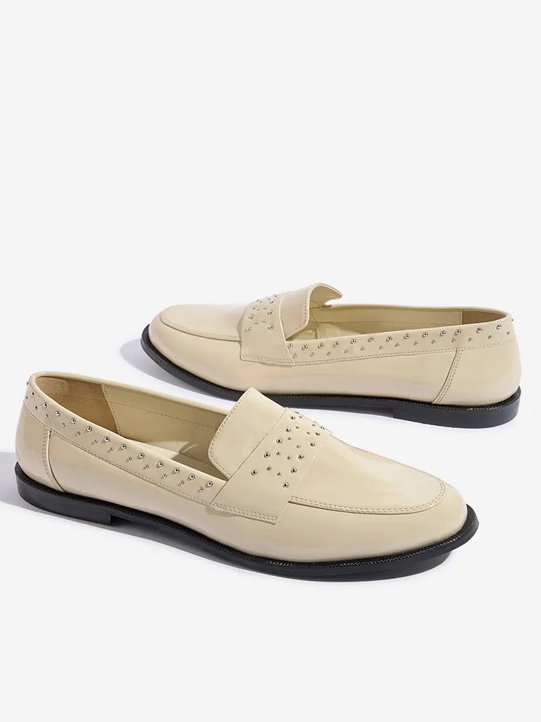 LUNA BLU Ivory Stud-Detailed Loafers